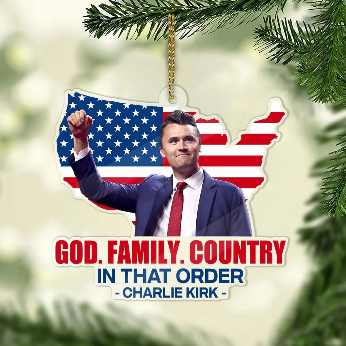 Charlie Kirk Christmas Ornament God Family Country In That Order Xmas Tree Decorations Charlie Kirk Christmas Ornament God Family Country In That Order Xmas Tree Decorations