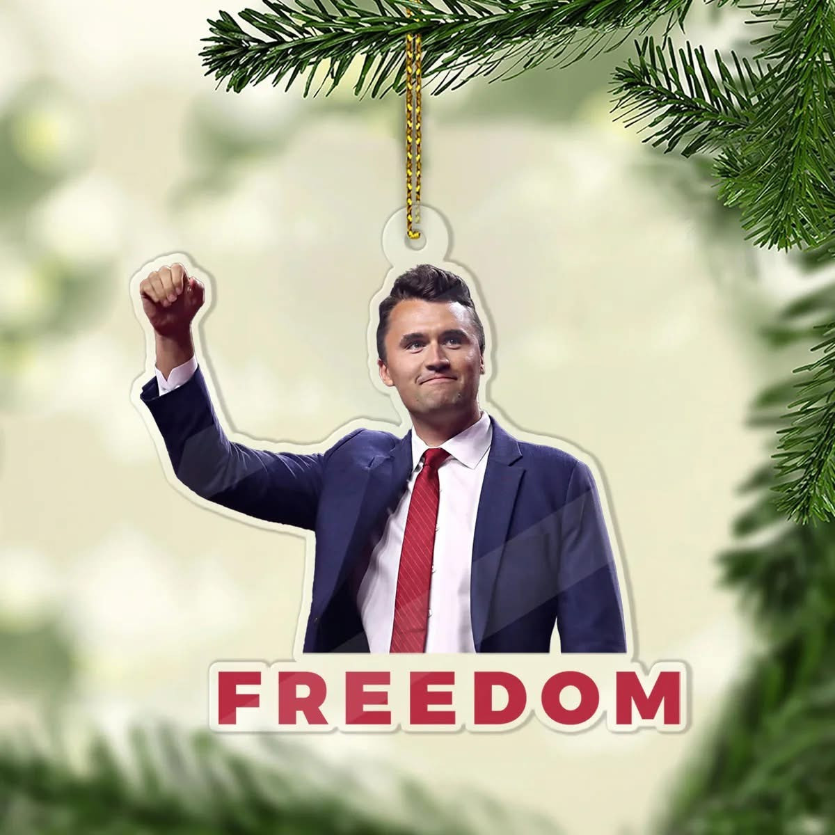 Charlie Kirk Freedom Christmas Ornament Xmas Tree Decorations Gifts For Patriots Charlie Kirk Freedom Christmas Ornament Xmas Tree Decorations Gifts For Patriots