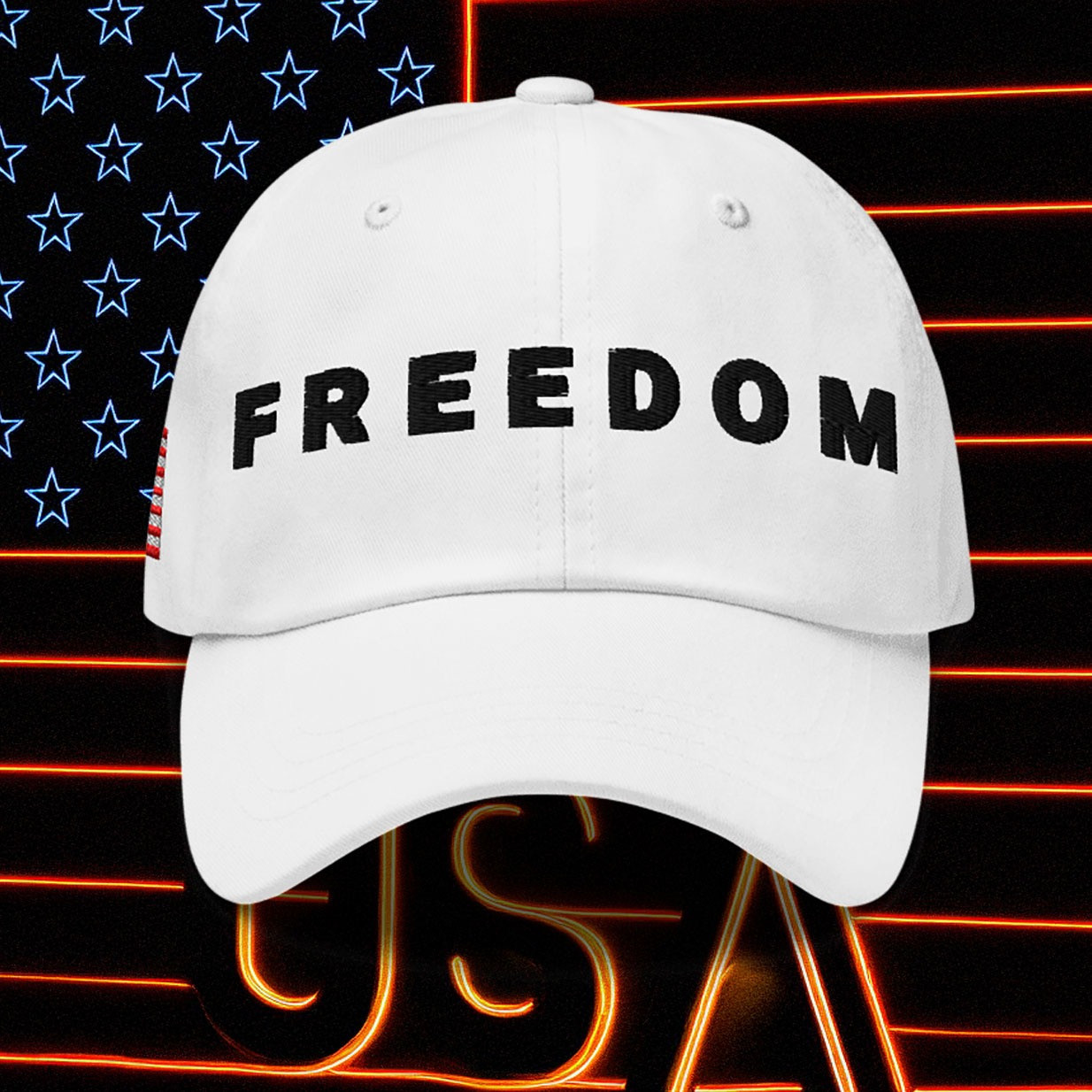 Charlie Kirk Freedom Hat Embroidered White Charlie Kirk Freedom Hat Embroidered White