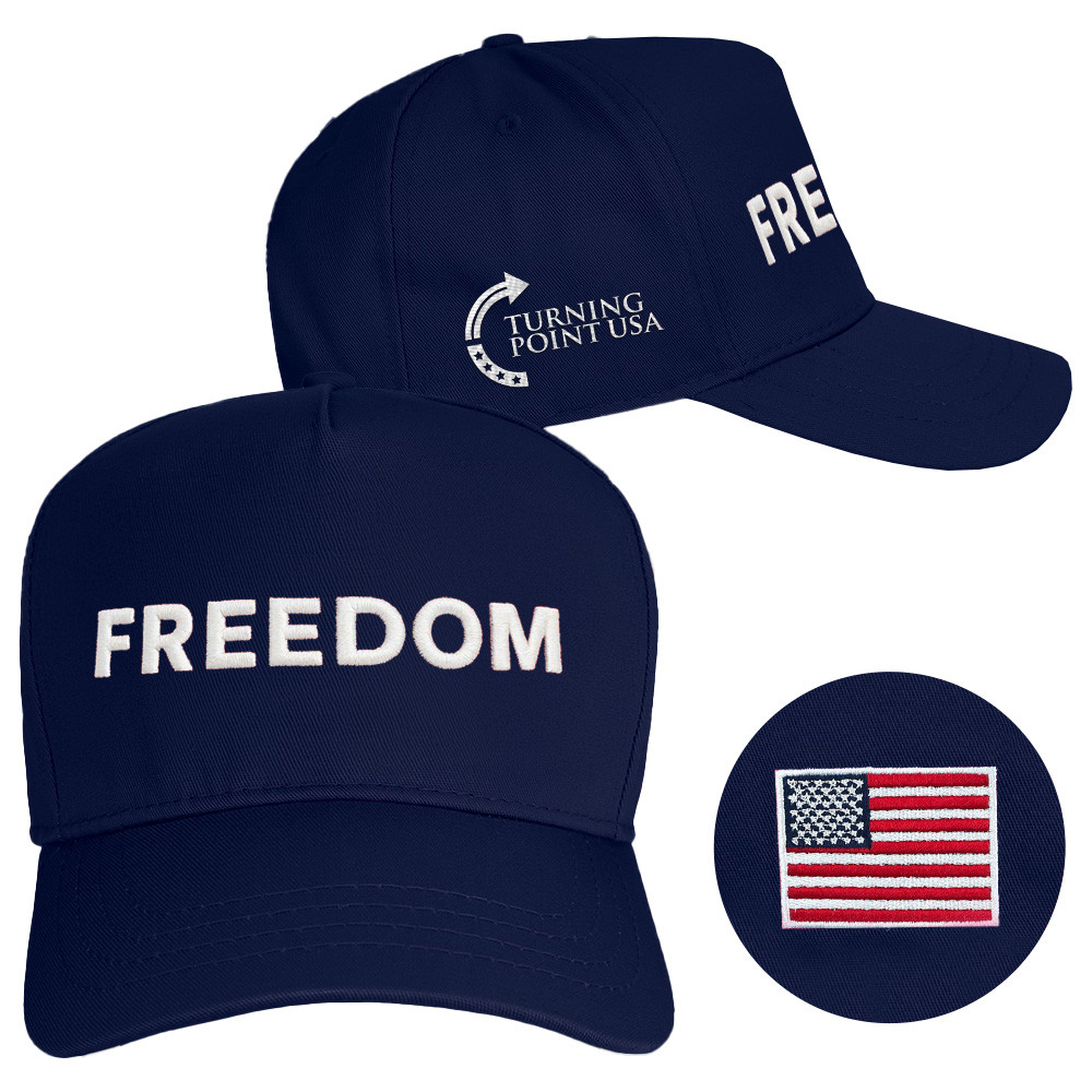 Charlie Kirk Freedom Hat Navy Embroidered Charlie Kirk Hats Turning Point USA Merchandise Store Charlie Kirk Freedom Hat Navy Embroidered Charlie Kirk Hats Turning Point USA Merchandise Store