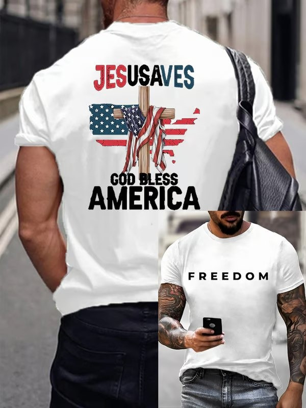 Charlie Kirk Freedom T-Shirt Jesusaves God Bless America Shirt Patriotic Gifts For Brother