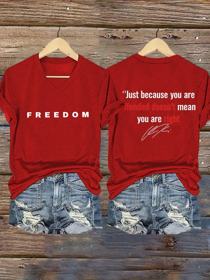 Charlie Kirk Freedom V-Neck Long Sleeve T-Shirt Charlie Kirk Memorial Shirt Women's Gifts Charlie Kirk Freedom V-Neck Long Sleeve T-Shirt Charlie Kirk Memorial Shirt Women's Gifts