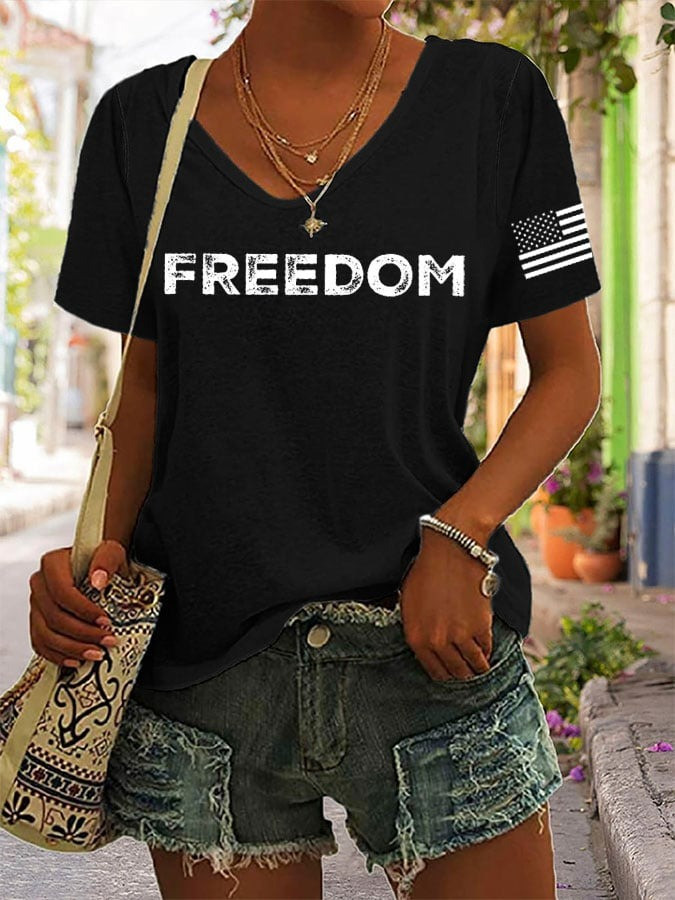 Charlie Kirk Freedom V-Neck T-Shirt RIP Charlie Kirk Merch Memorial Gifts For Her Charlie Kirk Freedom V-Neck T-Shirt RIP Charlie Kirk Merch Memorial Gifts For Her
