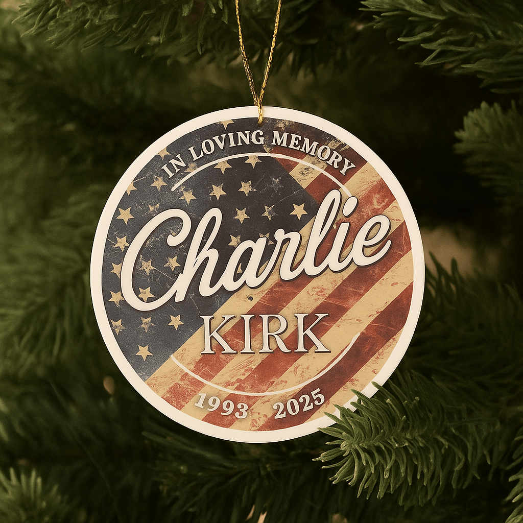 Charlie Kirk Merch Charlie Kirk Memorial Ornament Patriotic Christmas Tree Ornament MAGA Gifts Charlie Kirk Merch Charlie Kirk Memorial Ornament Patriotic Christmas Tree Ornament MAGA Gifts