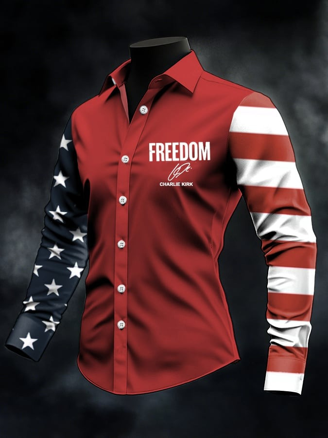 Charlie Kirk Merch Freedom Charlie Kirk Long Button Up Shirt Memorial Gifts Charlie Kirk Merch Freedom Charlie Kirk Long Button Up Shirt Memorial Gifts