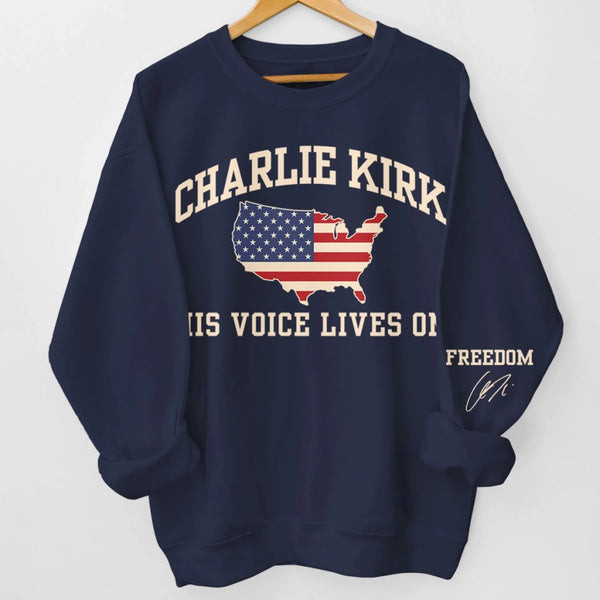 Charlie Kirk Merch Freedom Charlie Kirk Sweatshirt His Voice Live On Sweatshirt Memorial Gifts Charlie Kirk Merch Freedom Charlie Kirk Sweatshirt His Voice Live On Sweatshirt Memorial Gifts