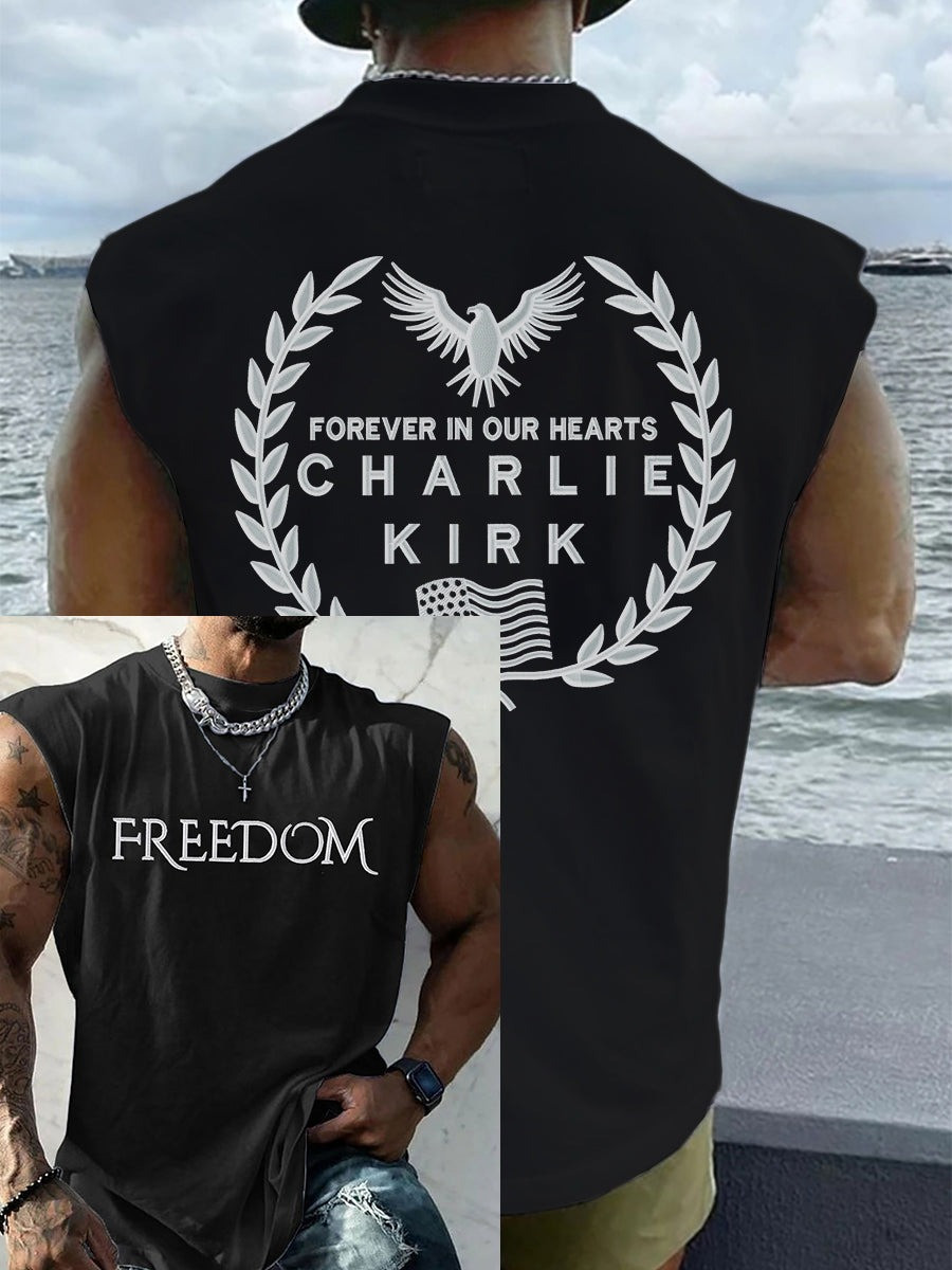 Charlie Kirk Merch Freedom Muscle Tank Forever In Our Hearts Charlie Kirk Clothing Husband Gifts Charlie Kirk Merch Freedom Muscle Tank Forever In Our Hearts Charlie Kirk Clothing Husband Gifts