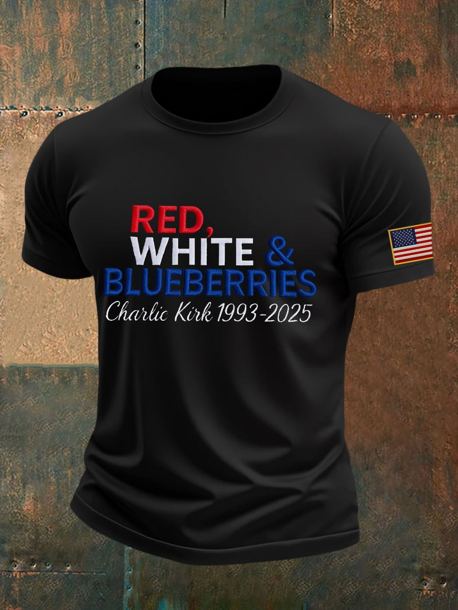 Charlie Kirk Merch Freedom Shirt Red White And Blueberries Charlie Kirk T-Shirt Gifts For Dad Charlie Kirk Merch Freedom Shirt Red White And Blueberries Charlie Kirk T-Shirt Gifts For Dad
