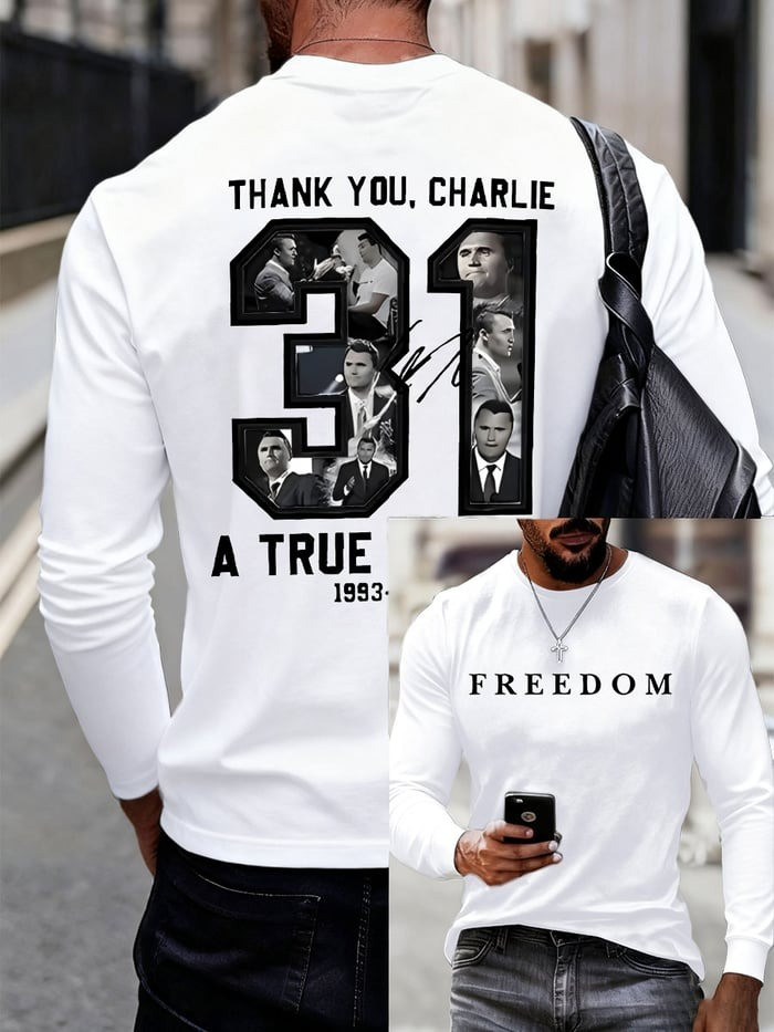 Charlie Kirk Merch Freedom Shirt Thank You Charlie 31 A True Patriot Long Sleeve T-Shirt Charlie Kirk Merch Freedom Shirt Thank You Charlie 31 A True Patriot Long Sleeve T-Shirt