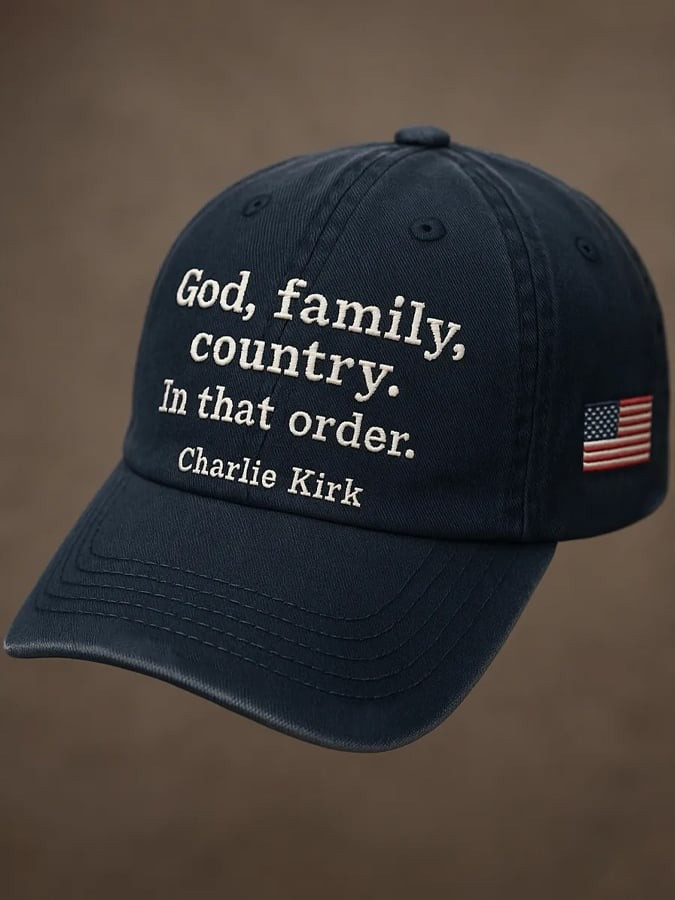 Charlie Kirk Merch God Family Country In That Order Resort Embroidered Hat Gifts For Patriots Charlie Kirk Merch God Family Country In That Order Resort Embroidered Hat Gifts For Patriots