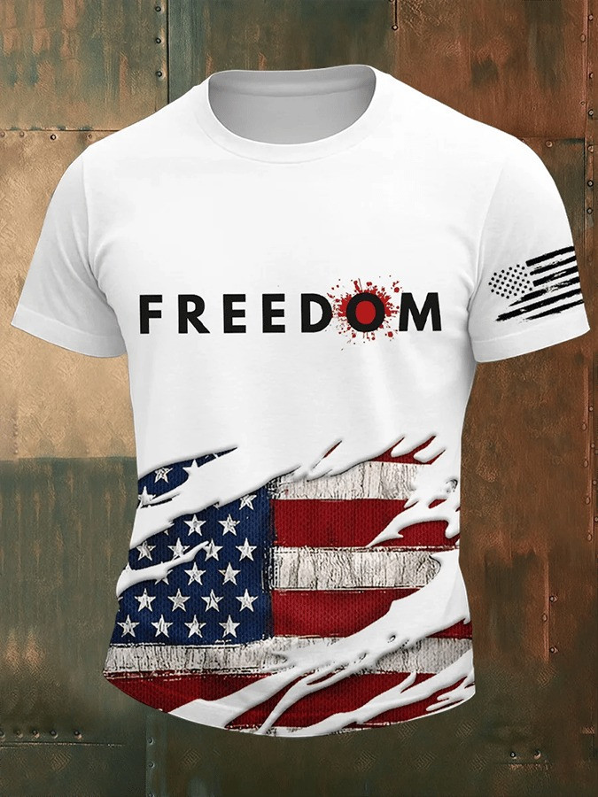 Charlie Kirk Merch Men's Freedom American A True Patriot Print Short Sleeve T-Shirt Gifts For Patriots Charlie Kirk Merch Men's Freedom American A True Patriot Print Short Sleeve T-Shirt Gifts For Patriots