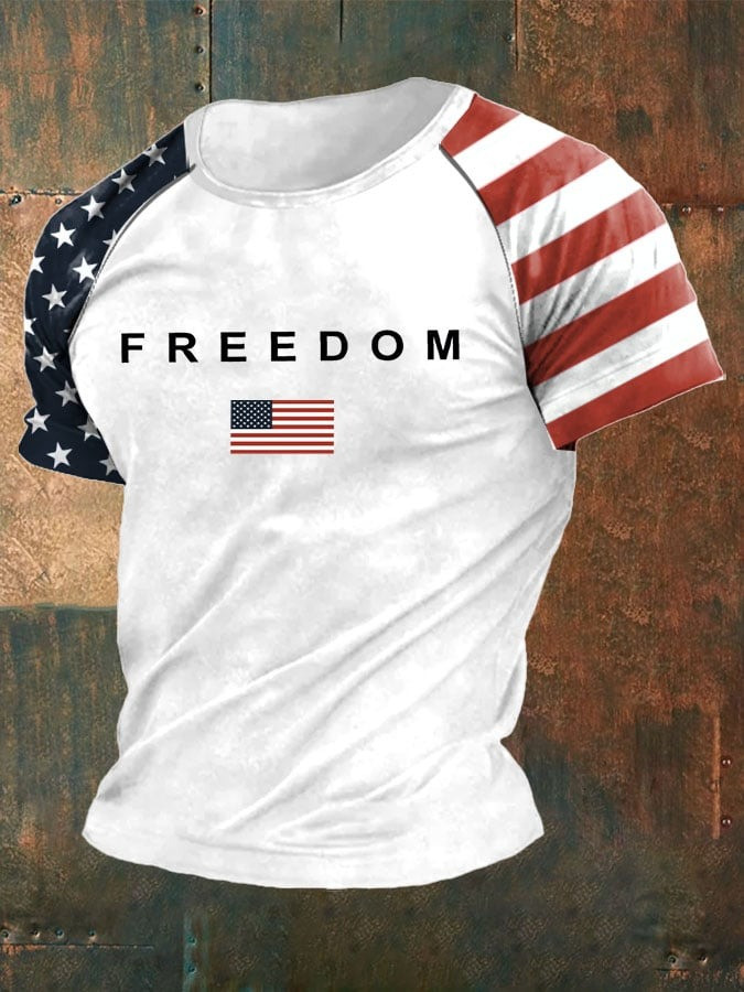 Charlie Kirk Merch Men's Freedom American Flag Print Casual T-Shirt 22 Gifts For Patriots Charlie Kirk Merch Men's Freedom American Flag Print Casual T-Shirt 22 Gifts For Patriots