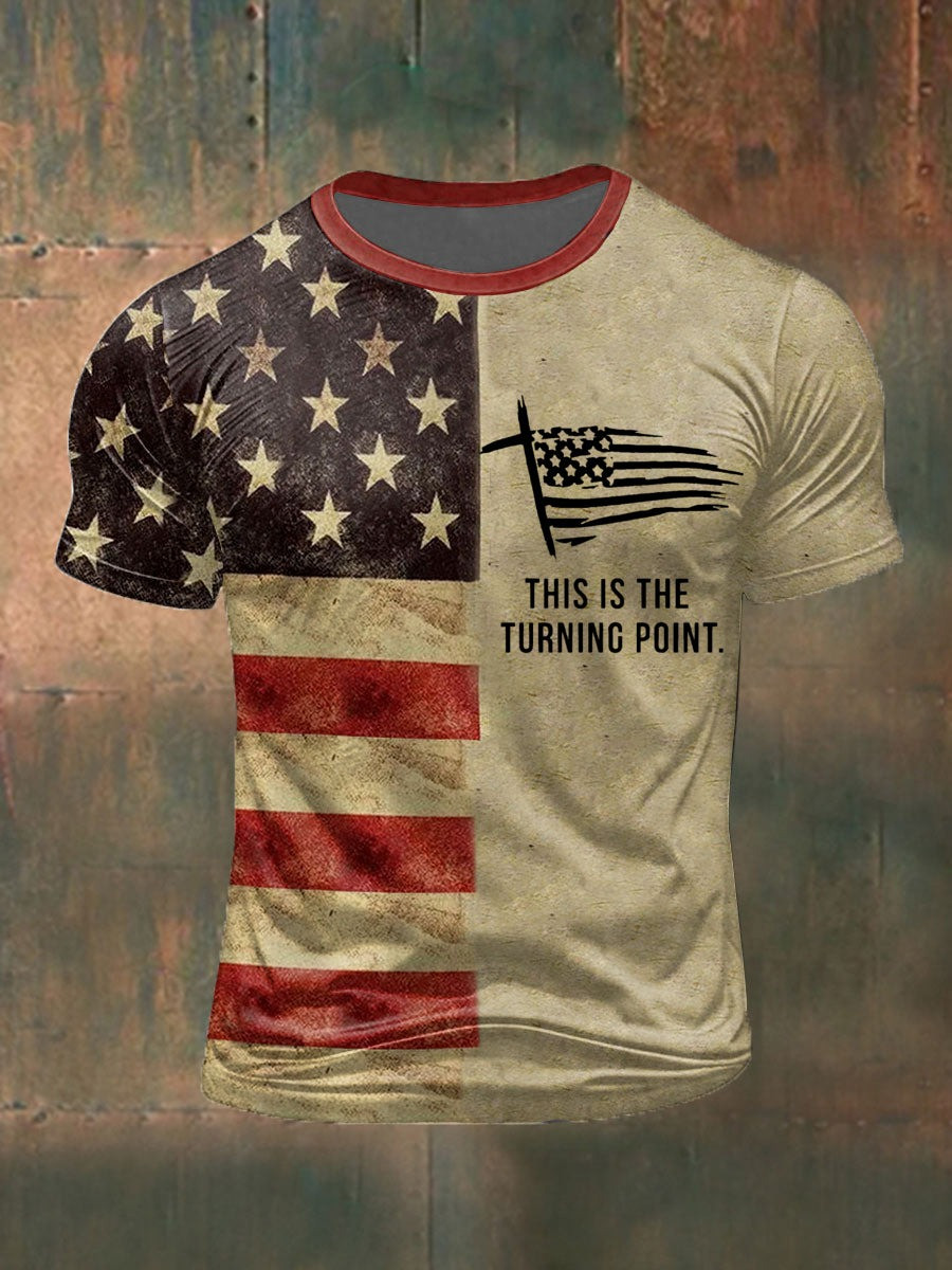 Charlie Kirk Merch Men's This Is The Turning Point Printed T-shirt Gifts For Patriots Charlie Kirk Merch Men's This Is The Turning Point Printed T-shirt Gifts For Patriots
