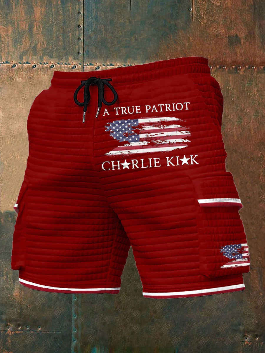 Charlie Kirk Merch Men's Turning Point Flag Printed Shorts Gifts For Patriots Charlie Kirk Merch Men's Turning Point Flag Printed Shorts Gifts For Patriots