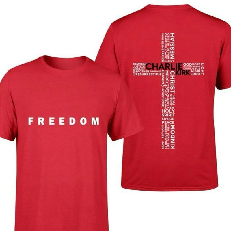 Charlie Kirk Merch Red Freedom Shirt Charlie Kirk Patriotic T-Shirt Gifts For Father Charlie Kirk Merch Red Freedom Shirt Charlie Kirk Patriotic T-Shirt Gifts For Father