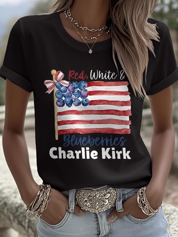 Charlie Kirk Merch Red White And Blueberries Shirt RIP Charlie Kirk Shirt Patriotic Tees Charlie Kirk Merch Red White And Blueberries Shirt RIP Charlie Kirk Shirt Patriotic Tees