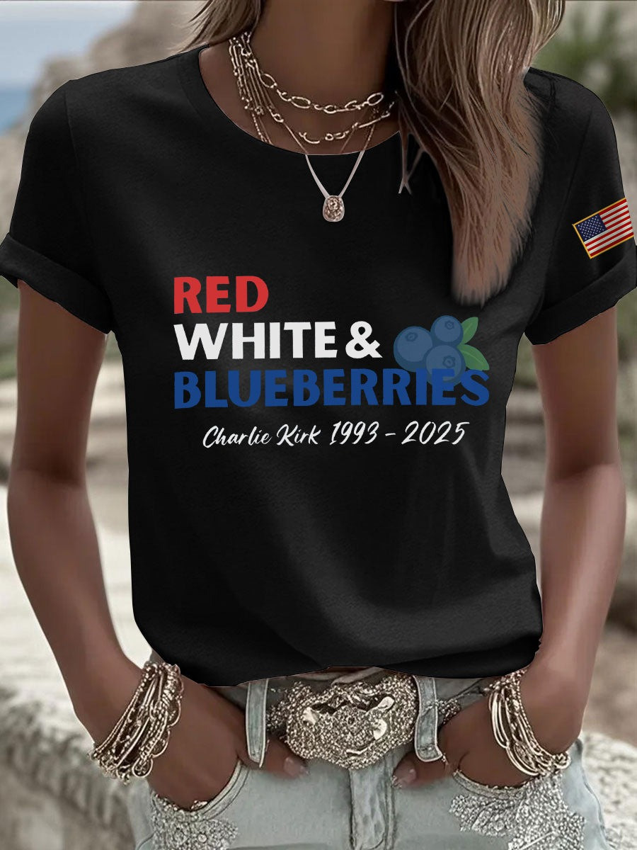Charlie Kirk Merch Red White And Blueberries T-Shirt RIP Charlie Kirk Apparel Patriotic Tees Charlie Kirk Merch Red White And Blueberries T-Shirt RIP Charlie Kirk Apparel Patriotic Tees