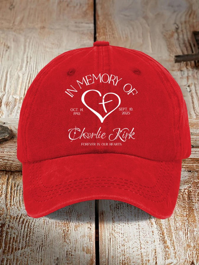 Charlie Kirk Merch Retro Forever In Our Hearts Print Baseball Cap Gifts For Patriots Charlie Kirk Merch Retro Forever In Our Hearts Print Baseball Cap Gifts For Patriots