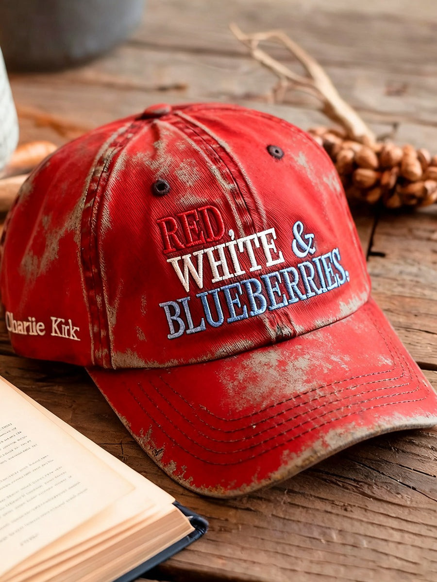 Charlie Kirk Merch Retro Red White And Blueberries Hat Embroidered Turning Point USA Merch Charlie Kirk Merch Retro Red White And Blueberries Hat Embroidered Turning Point USA Merch