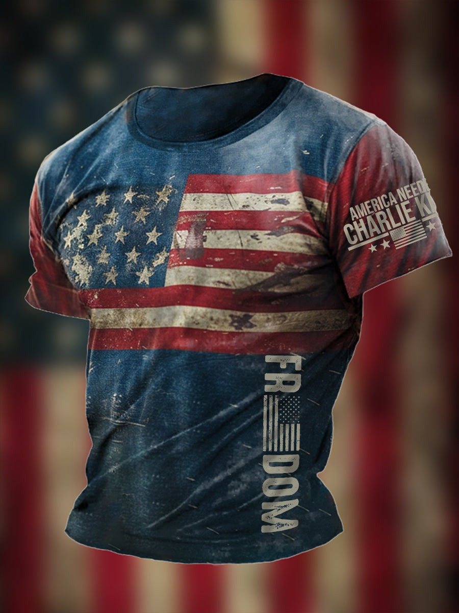 Charlie Kirk Merch Retro USA Flag Freedom Shirt America Need Charlie Kirk T-Shirt Gifts For Patriots Charlie Kirk Merch Retro USA Flag Freedom Shirt America Need Charlie Kirk T-Shirt Gifts For Patriots