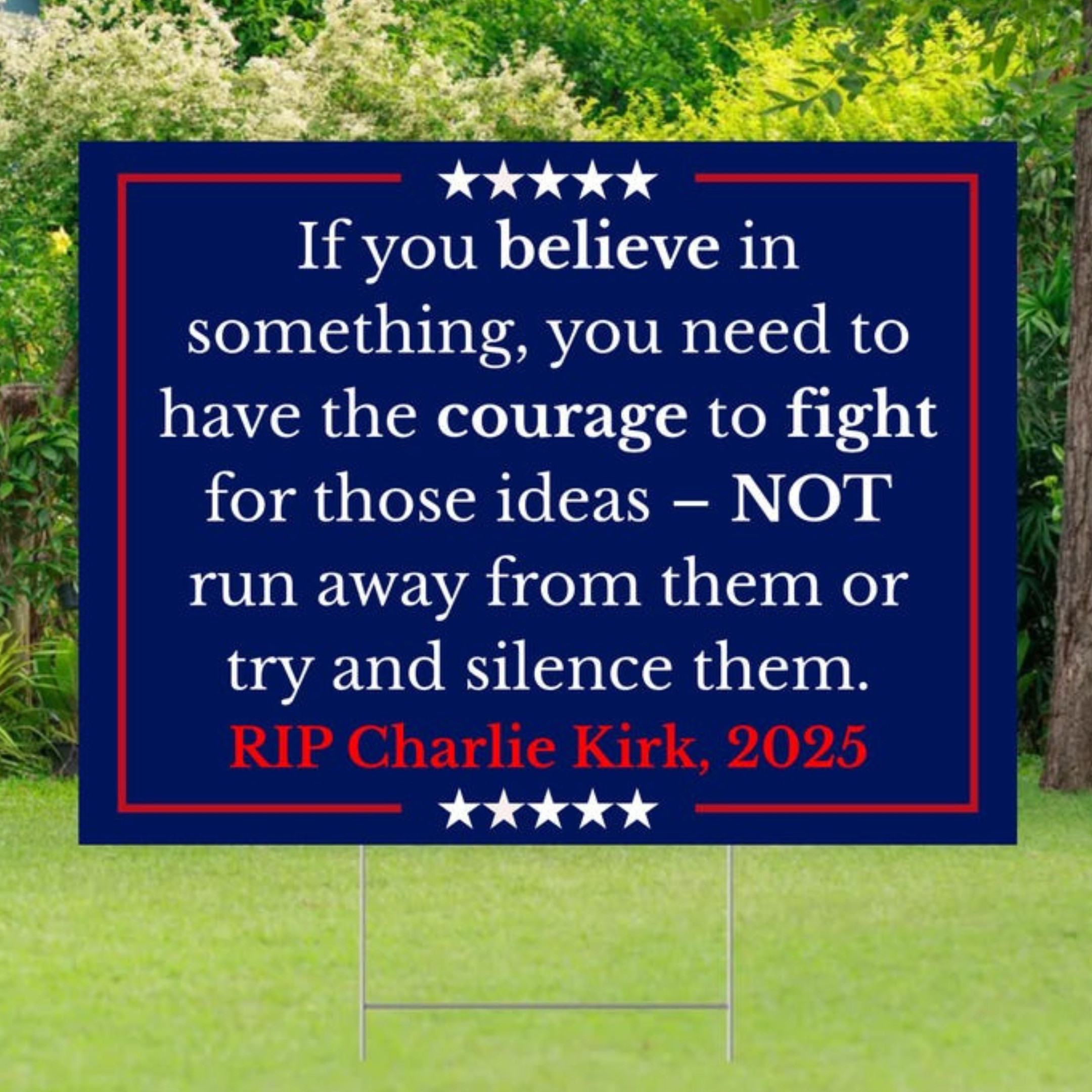Charlie Kirk Merch RIP Charlie Kirk Yard Sign Political Activist Statement Garden Decor Charlie Kirk Merch RIP Charlie Kirk Yard Sign Political Activist Statement Garden Decor