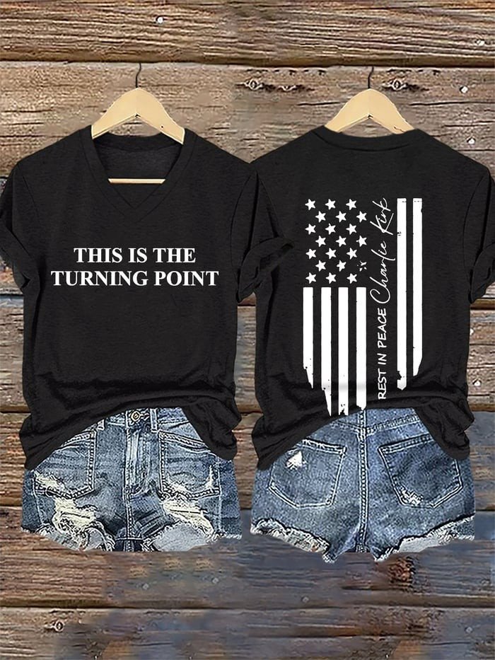 Charlie Kirk Merch This Is The Turning Point V-neck T-Shirt Turning Point USA Merch Charlie Kirk Merch This Is The Turning Point V-neck T-Shirt Turning Point USA Merch
