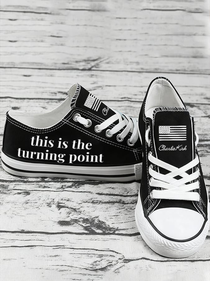 Charlie Kirk Merch This Is The Turning Pointn Print Furred Canvas Shoes Gifts For Patriots Charlie Kirk Merch This Is The Turning Pointn Print Furred Canvas Shoes Gifts For Patriots