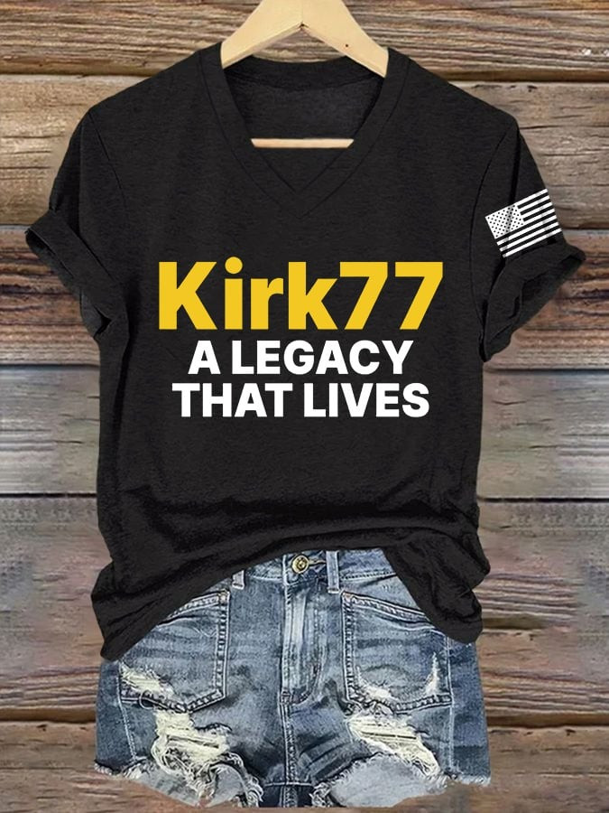 Charlie Kirk Merch V-Neck Retro A Legacy That Lives Print T-Shirt Gifts For Patriots Charlie Kirk Merch V-Neck Retro A Legacy That Lives Print T-Shirt Gifts For Patriots