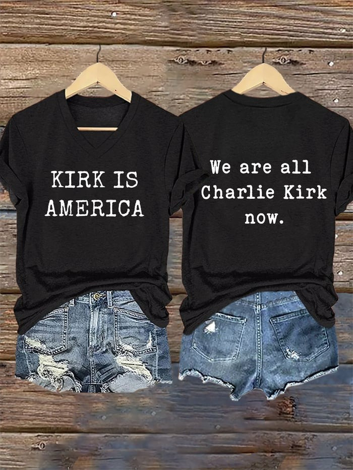 Charlie Kirk Merch V-Neck Retro America We Are All Now Print T-Shirt Gifts For Patriots Charlie Kirk Merch V-Neck Retro America We Are All Now Print T-Shirt Gifts For Patriots