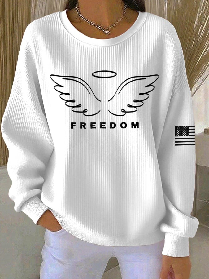 Charlie Kirk Merch Women's Freedom Printed Sweatshirt Gifts For Patriots Charlie Kirk Merch Women's Freedom Printed Sweatshirt Gifts For Patriots