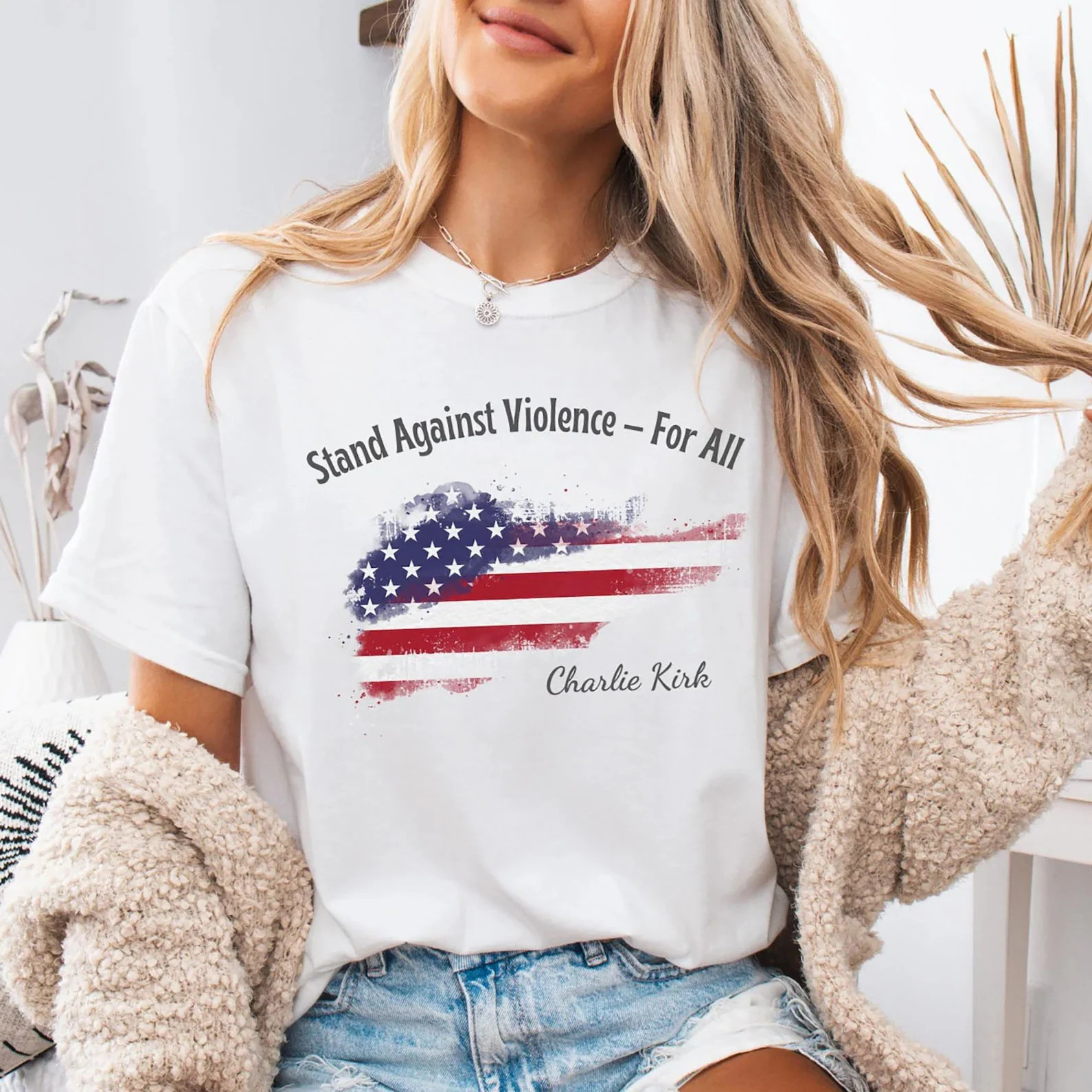 Charlie Kirk Shirt Stand Against Violence For All T-Shirt Charlie Kirk Merch Gifts For Her Charlie Kirk Shirt Stand Against Violence For All T-Shirt Charlie Kirk Merch Gifts For Her