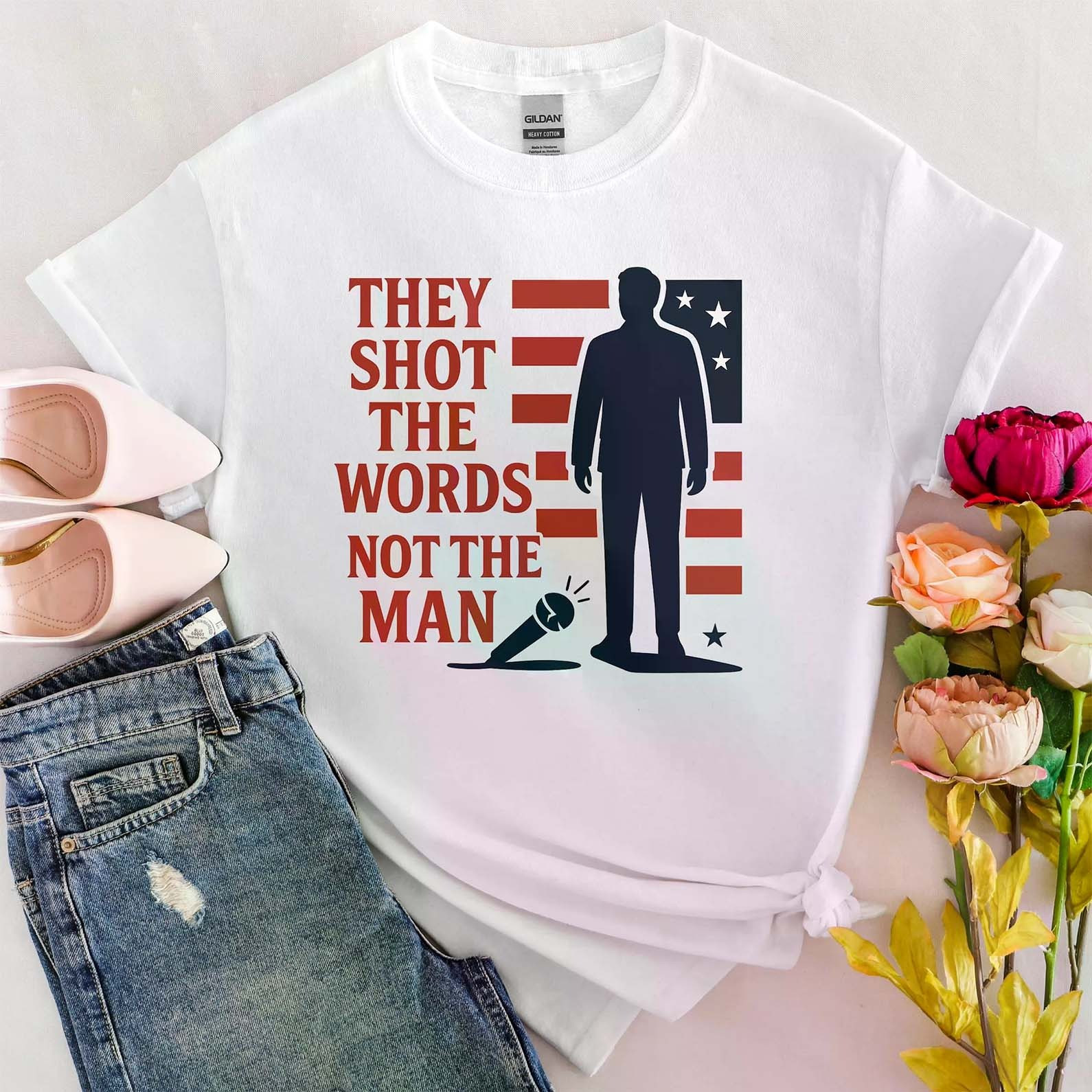 Charlie Kirk Shirt They Shot The Words Not The Man T-Shirt MAGA Merch Patriotic Gifts Charlie Kirk Shirt They Shot The Words Not The Man T-Shirt MAGA Merch Patriotic Gifts