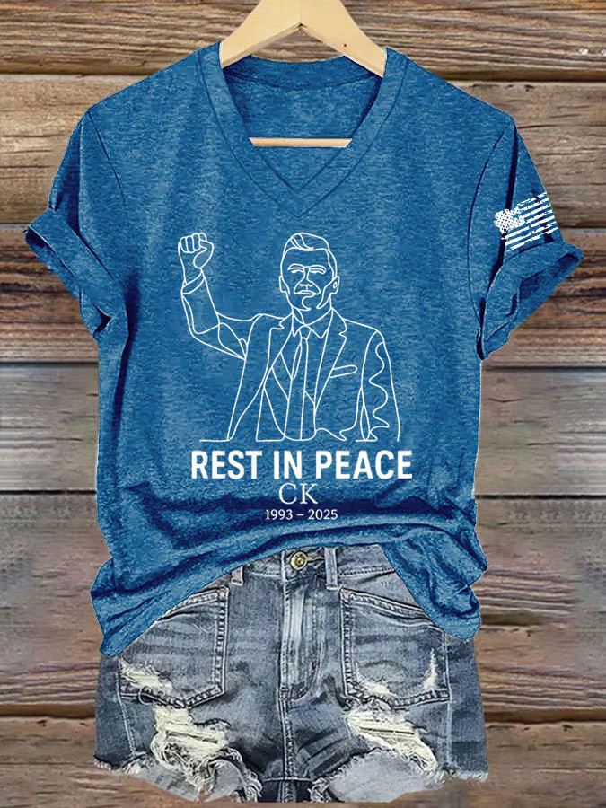 Charlie Kirk Shooters Shirt Blue Rest In Peace Charlie Kirk V-neck T-Shirt Patriotic Gifts For Mom Charlie Kirk Shooters Shirt Blue Rest In Peace Charlie Kirk V-neck T-Shirt Patriotic Gifts For Mom