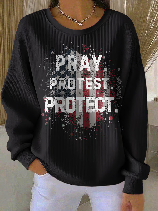 Charlie Kirk Shooters Sweatshirt Retro Pray Protest Protect Print Sweatshirt Charlie Kirk Shooters Sweatshirt Retro Pray Protest Protect Print Sweatshirt