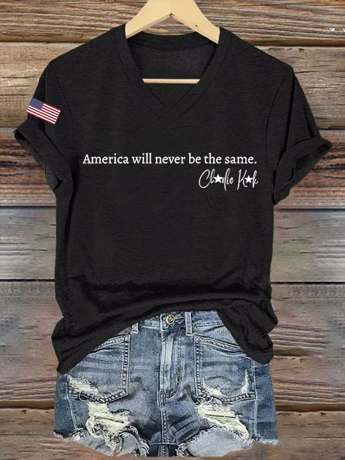 Charlie Kirk Shooters V-neck Shirt America Will Never Be The Same T-Shirt Charlie Kirk Shooters V-neck Shirt America Will Never Be The Same T-Shirt