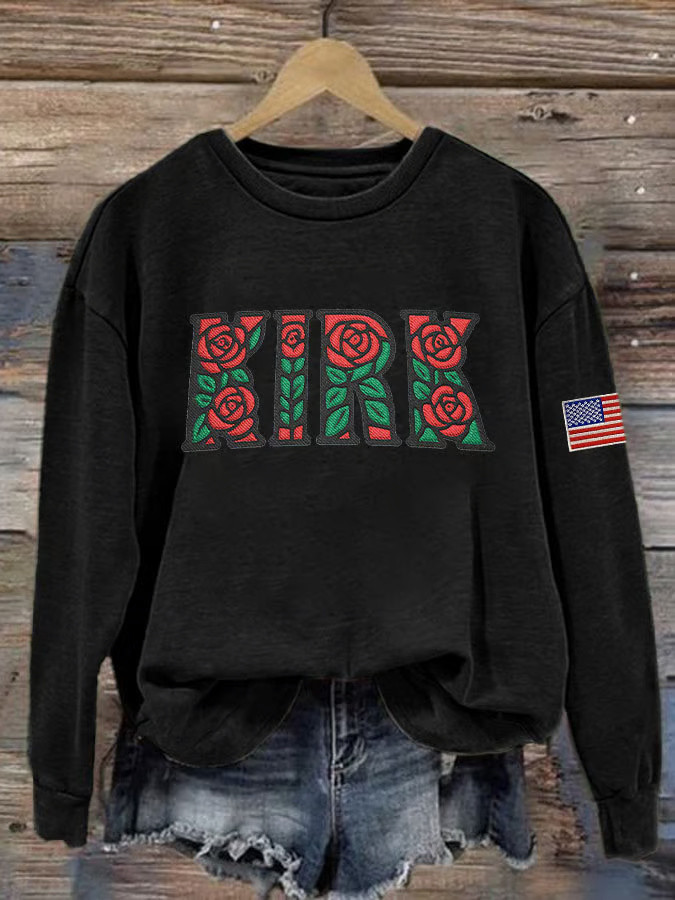 Charlie Kirk Sweatshirt Retro Rose Sweatshirt Patriotic Gifts For Women Charlie Kirk Sweatshirt Retro Rose Sweatshirt Patriotic Gifts For Women