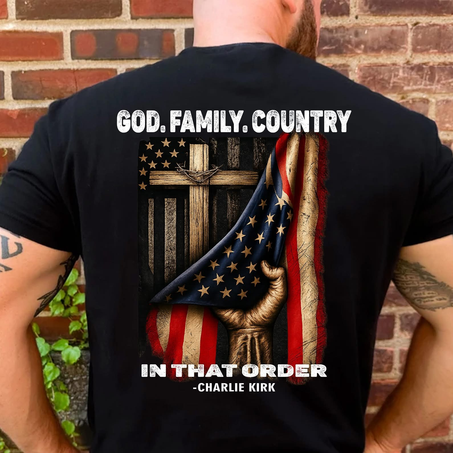 Charlie Kirk T-Shirt God Family Country In That Order Shirt Patriotic Gifts For Men Charlie Kirk T-Shirt God Family Country In That Order Shirt Patriotic Gifts For Men
