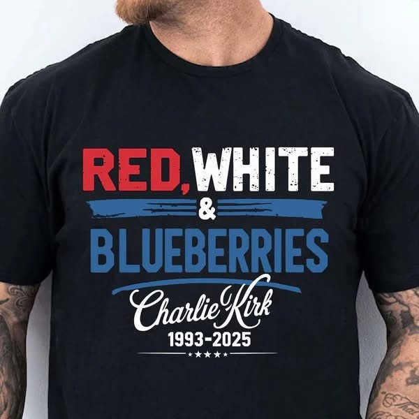 Charlie Kirk T-Shirt Red White And Blueberries Shirt Patriotic Gifts For Husband