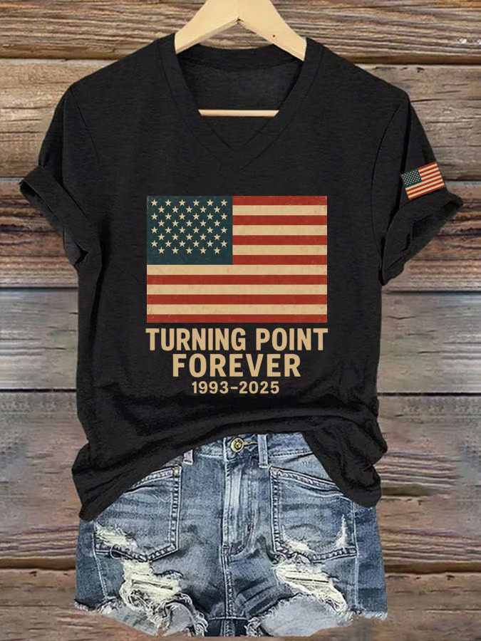 Charlie Kirk V-neck Shirt Turning Point Forever T-Shirt Patriotic Clothing Charlie Kirk V-neck Shirt Turning Point Forever T-Shirt Patriotic Clothing