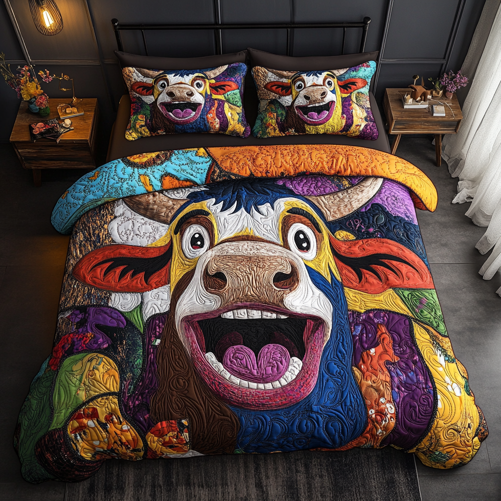 Cheery Herd Quilted Bedding Set Duvet Cover Bedspreads Gifts For Cattle Lovers Cheery Herd Quilted Bedding Set Duvet Cover Bedspreads Gifts For Cattle Lovers