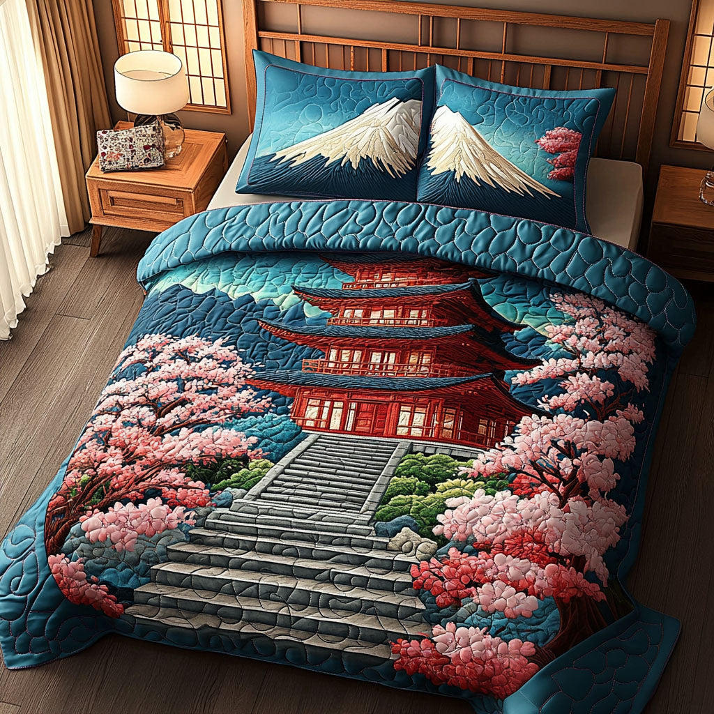 Cherry Blossom Path Quilted Bedding Set Duvet Cover Bed Sheet Set Fuji Mountain Japanese Gifts Cherry Blossom Path Quilted Bedding Set Duvet Cover Bed Sheet Set Fuji Mountain Japanese Gifts