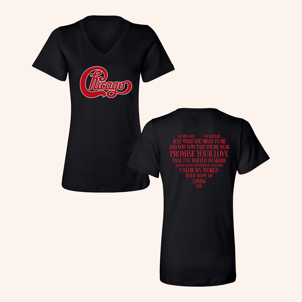 Chicago Merch Chicago Word Heart Tour 2025 V-Neck T-Shirt Cool Gifts For Music Lovers Chicago Merch Chicago Word Heart Tour 2025 V-Neck T-Shirt Cool Gifts For Music Lovers
