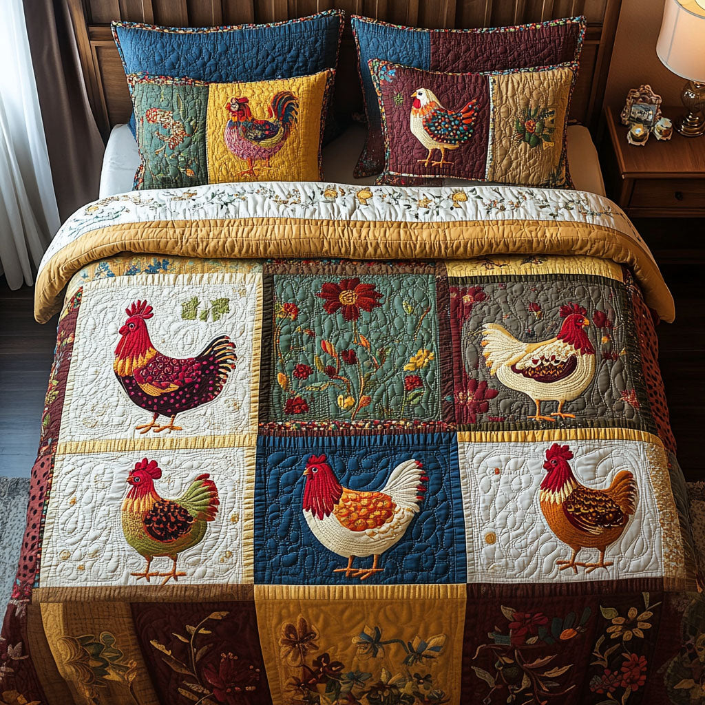 Chick Charm Quilted Bedding Set Duvet Cover Merch Chicken Gifts For Chicken Lovers
