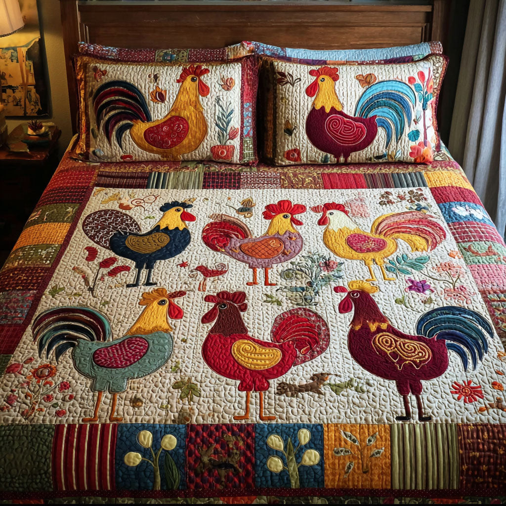 Chick Chick Charm Quilted Bedding Set Duvet Cover Merch Presents For Chicken Lovers