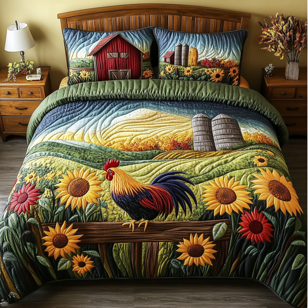 Chicken Coop Quilted Bedding Set Duvet Cover Bed Sheet Set Christmas Gifts For Chicken Lovers