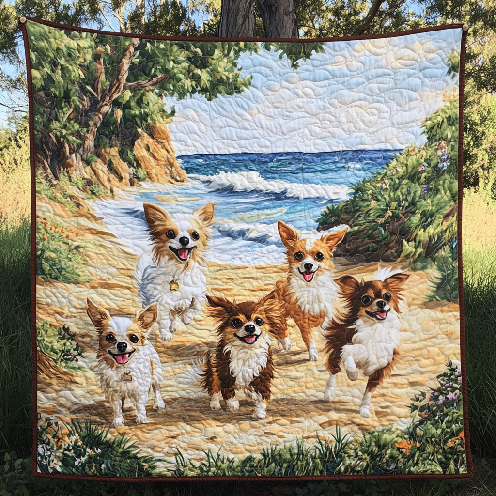 Chihuahua Surf Quilted Blanket Cute Colorful Blanket Gifts For Chihuahua Owners
