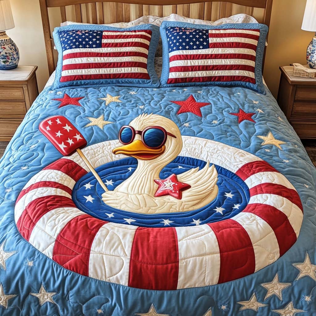 Chill Duck Float Quilted Bedding Set Duvet Cover Merch Patriotic Fathers Day Gifts Chill Duck Float Quilted Bedding Set Duvet Cover Merch Patriotic Fathers Day Gifts