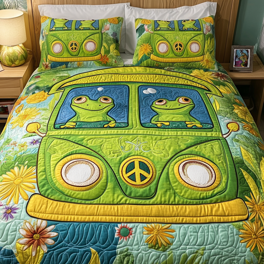 Chill Van Quilted Bedding Set Duvet Cover Bed Sheet Set Frog Gifts For The Hippie In Your Life Chill Van Quilted Bedding Set Duvet Cover Bed Sheet Set Frog Gifts For The Hippie In Your Life