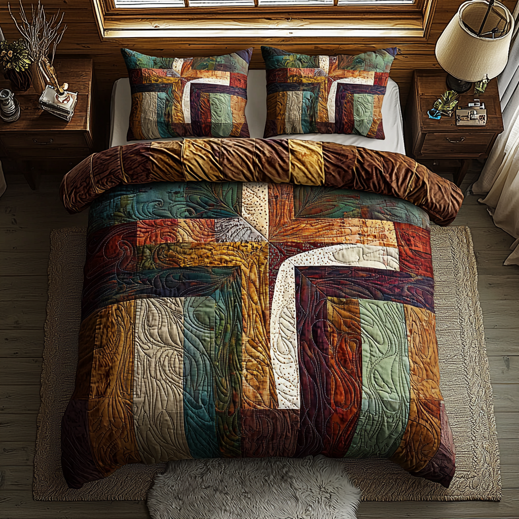 Christian Cross Guide Quilted Bedding Set Duvet Cover Merch Christian Holiday Gifts Christian Cross Guide Quilted Bedding Set Duvet Cover Merch Christian Holiday Gifts
