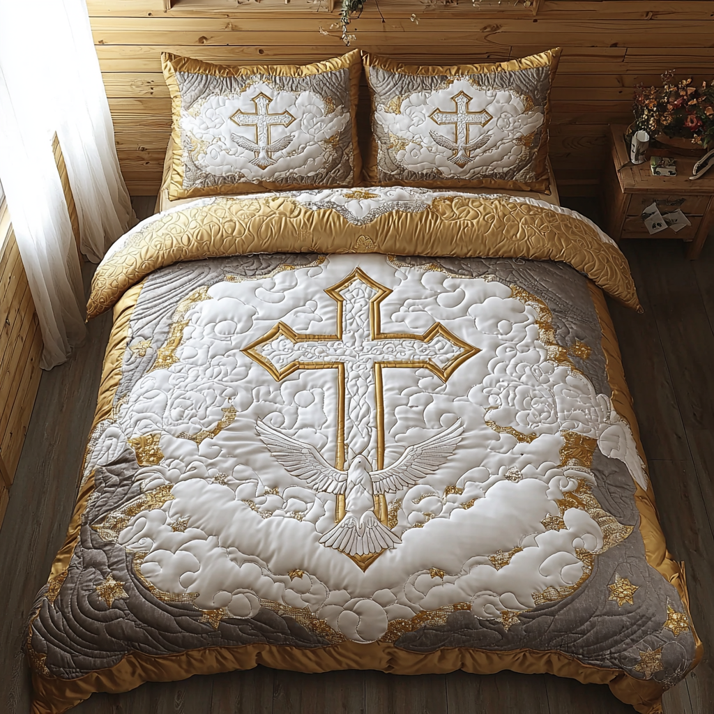 Christian Cross Hope Quilted Bedding Set Duvet Cover Merch Faith Based Gifts For Him Christian Cross Hope Quilted Bedding Set Duvet Cover Merch Faith Based Gifts For Him